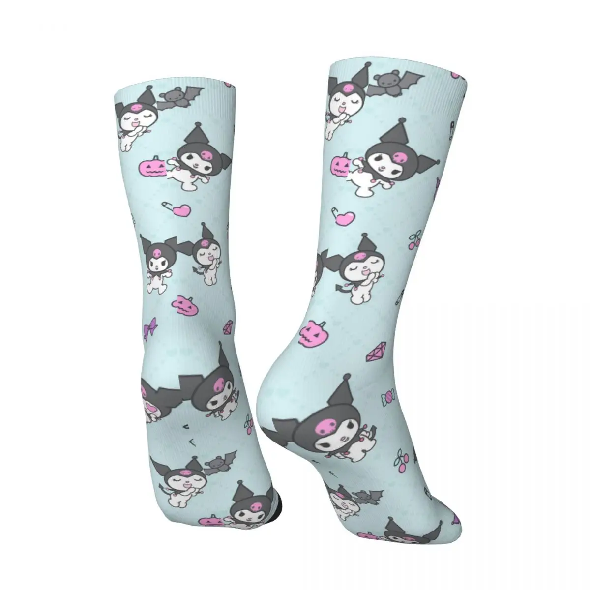 Kuromi-Calcetines antideslizantes para correr, medias suaves, medias de diseño medio, divertidas para parejas, otoño