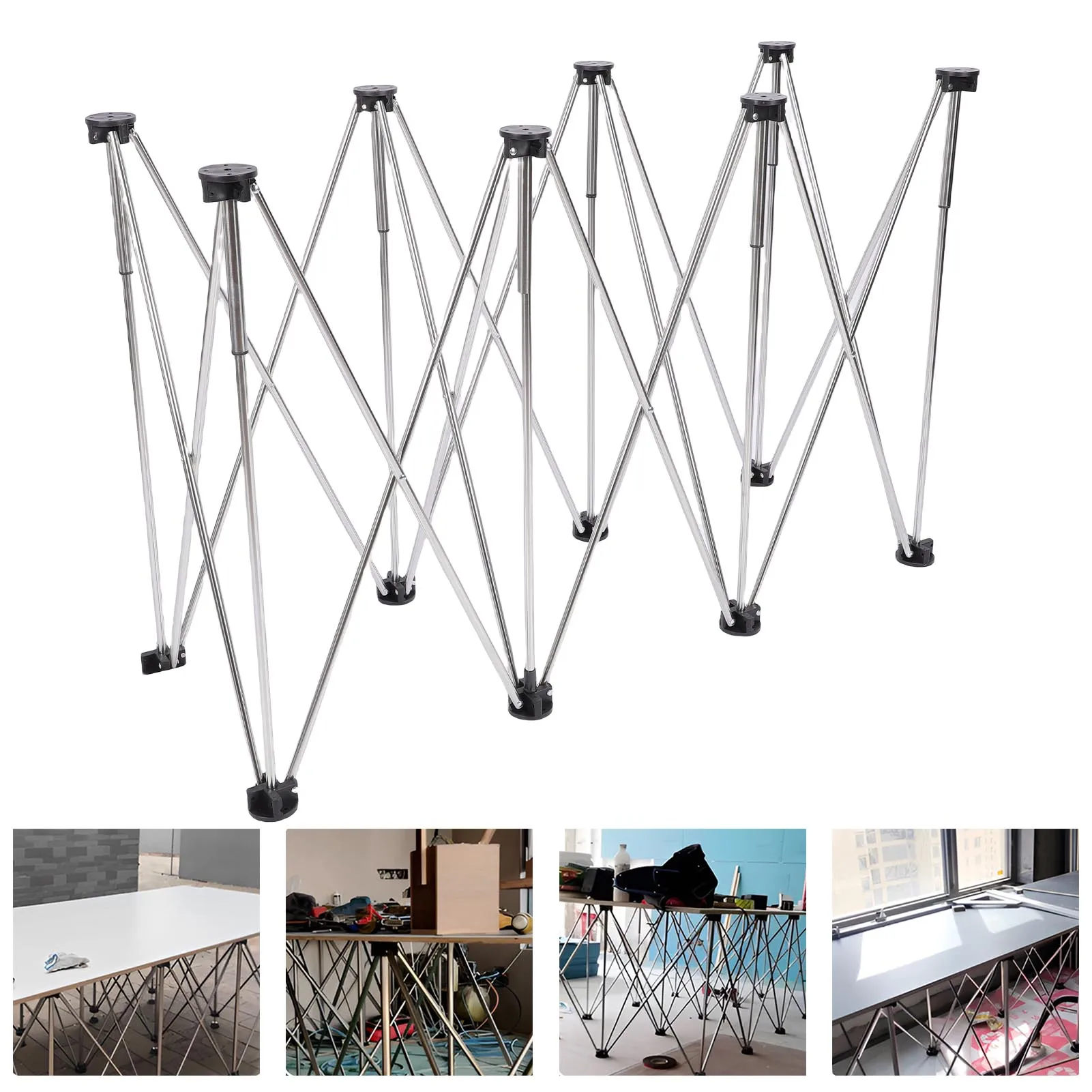 Folding Workstand Quick Setup Stable Support 800KG Load Bearing Foldable Stainless Steel Spider Leg Workbench for Construction
