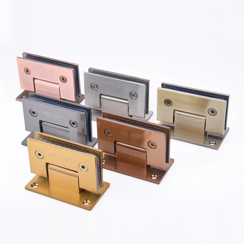 1PCS Bathroom Clamp 304 Stainless Steel 180 Degree Shower Door Hinge 90 Degree Matte Black Folding Glass Door Hinge Hardware