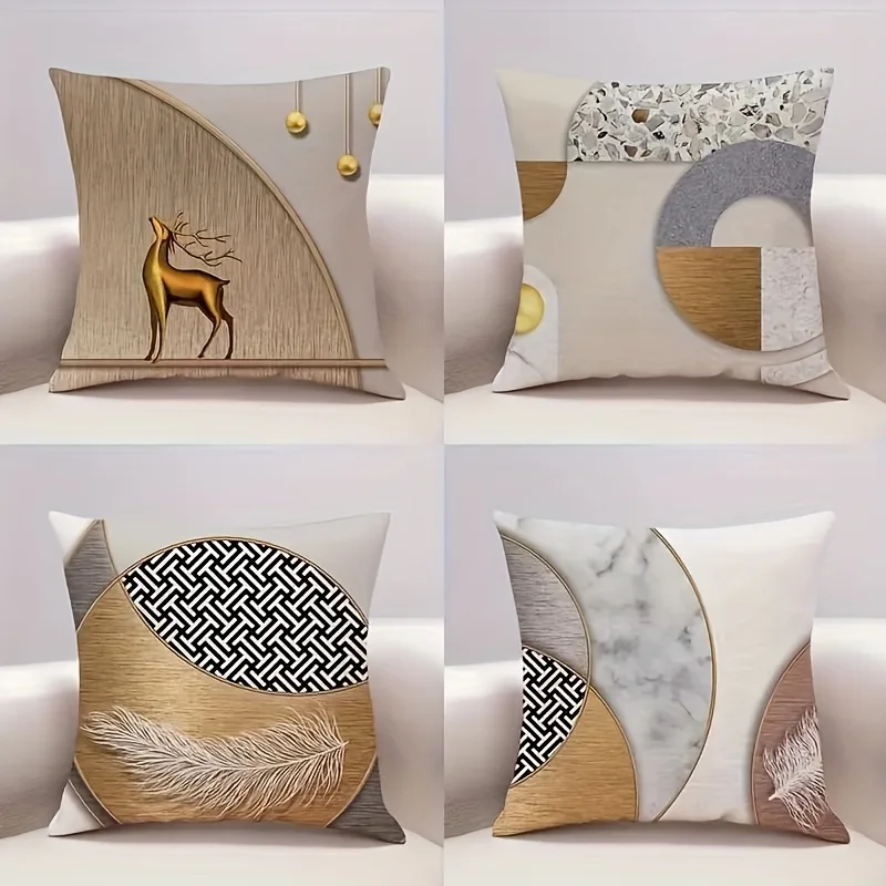 4pcs Marble Geometric Pillow Covers 45x45cm Double-sided Printed Square Cushion Cases Living Room Decor Throw Pillows No Insert
