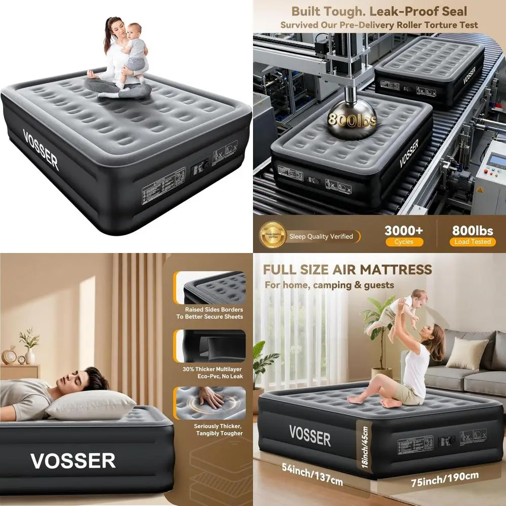 

Портативный полноразмерный самонадувающийся надувной матрас со встроенным насосом, установка 18 высотов, 3 минуты, для дома, пола и путешествий, опоры