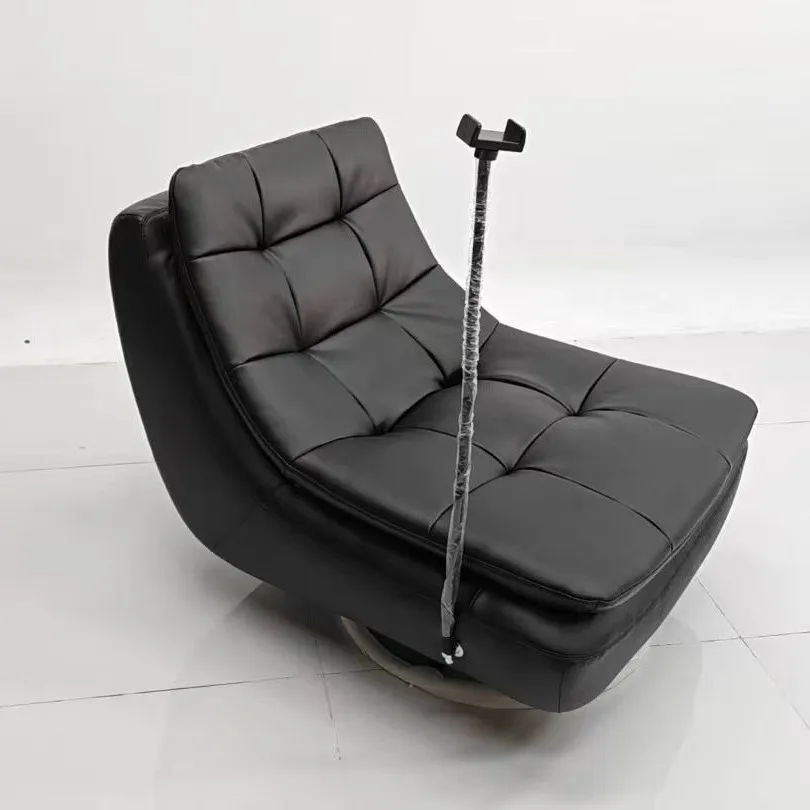Rotating single sofa rocking chair reclining and sleeping mobile phone holder leather lazy leisure chair living room