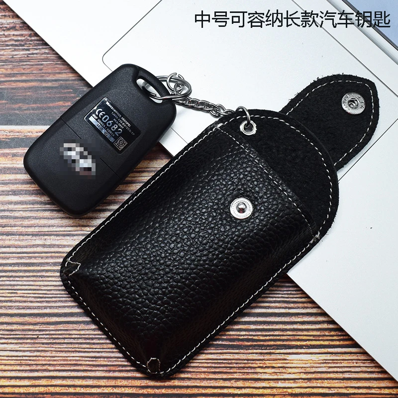 

Genuine Leather Smart Key Holder Wearable Belt Car Key Wallet Organizer Keychain Storage Bag Housekeeper Bag Cover Hasp Key Case