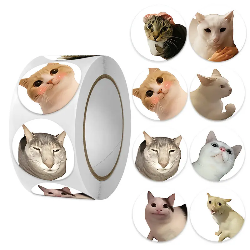 50-500pcs Cute cat animal reward sticker NEW Kids\' motivational stickers DIY Creative Friendly campus Office self-adhesive labe