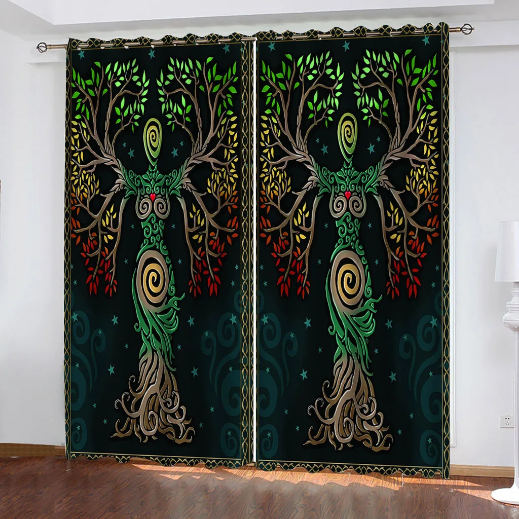 HUANZHUANG Curtains For Bedroom Abstract Tree Of Life Luxury Cheap Window Curtains Blinds For Living Room Kids Kicthen Door Home