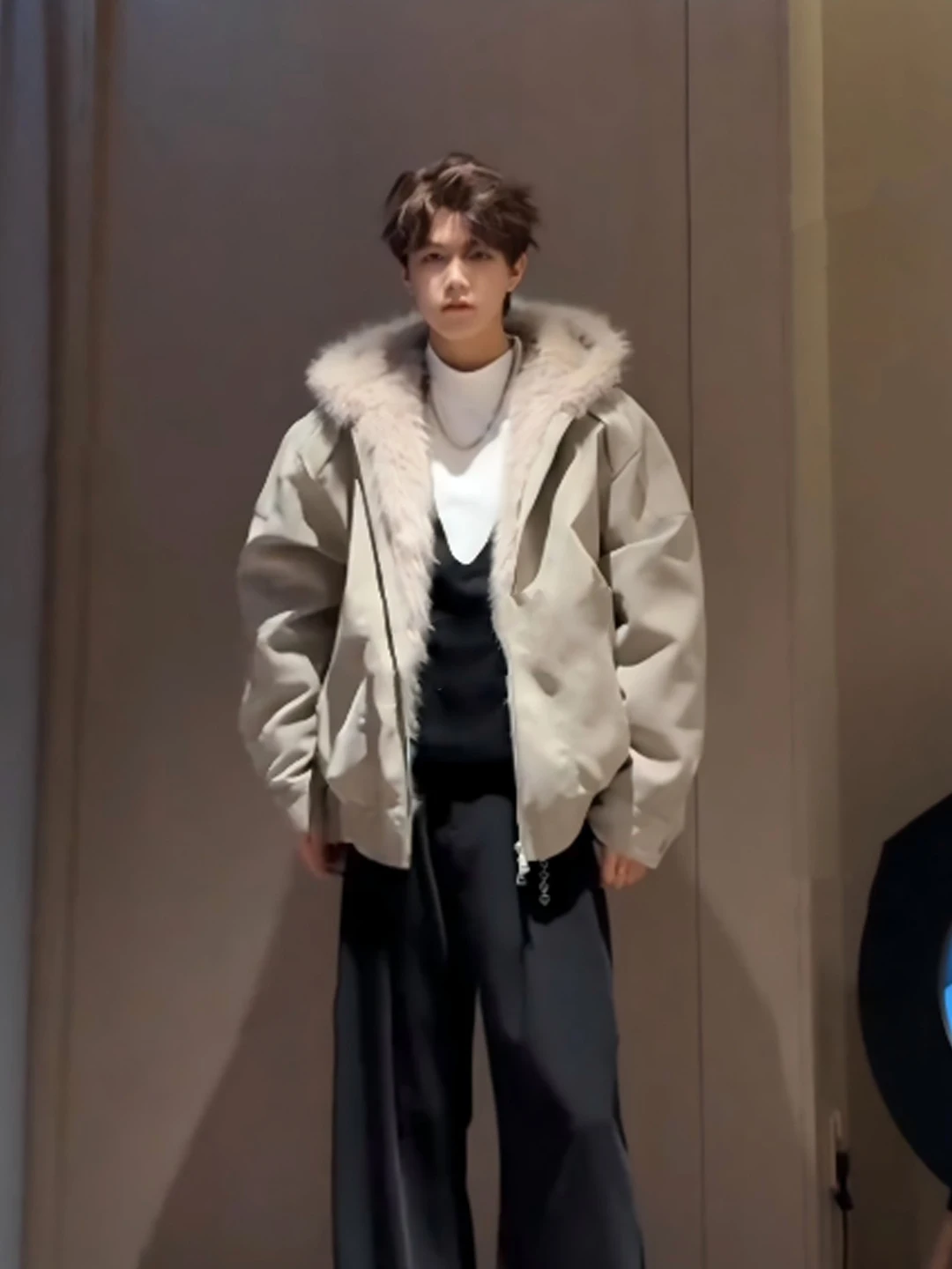 

Men's Hooded Jacket Thickened Fleece Inner Short Cotton Coat Winter Warm Casual Style Standard Fit Long Sleeve Cleanfit Style