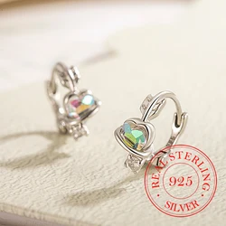 France 925 Sterling Silver Colorful Moonstone Stars Hoop Earrings for Women Female Jewelry Wedding Party Gift Aretes De Mujer