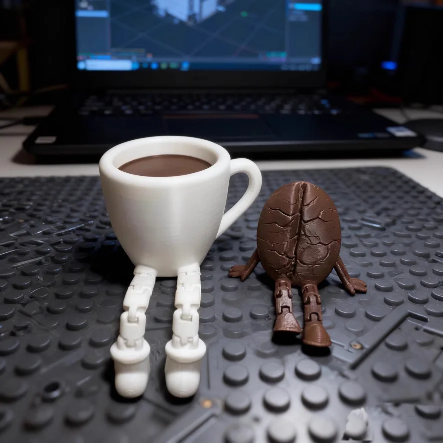 3D Printing Coffee Bean Creative Ornament Movable and Interesting Desktop Ornament Desk Coffee Companion Decoration