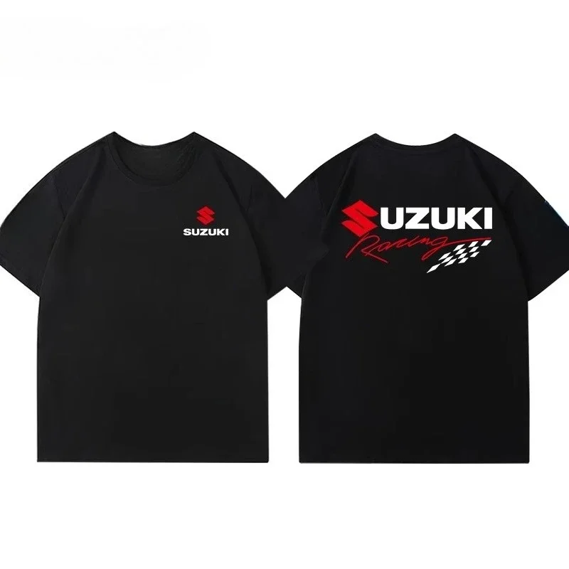 ملابس سوزوكي لركوب الدراجات النارية، تي شيرت رجالي مطبوع بأكمام قصيرة من القطن بنسبة 100%، طراز صيفي غير رسمي، أزياء هاراجوكو.