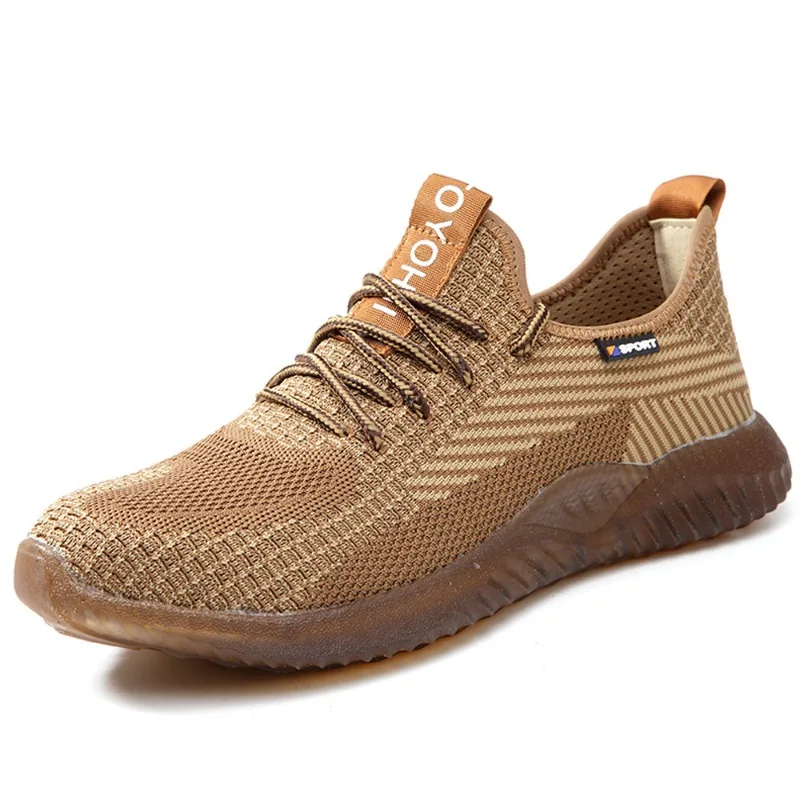 Men Breathable Fly Woven Steel Toe Protective Safety Shoes Anti Smash Anti Puncture Lightweight Durable Industrial Work Footwear