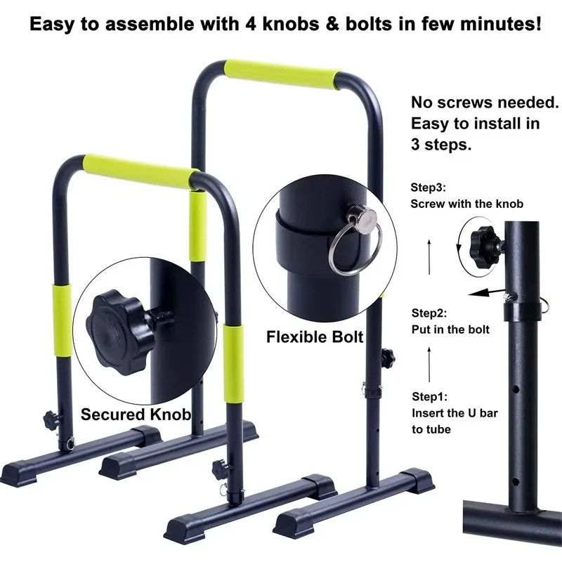 

Adjustable Push up Stand Dip Parallel bar Station Body Press Bars Gymnastic