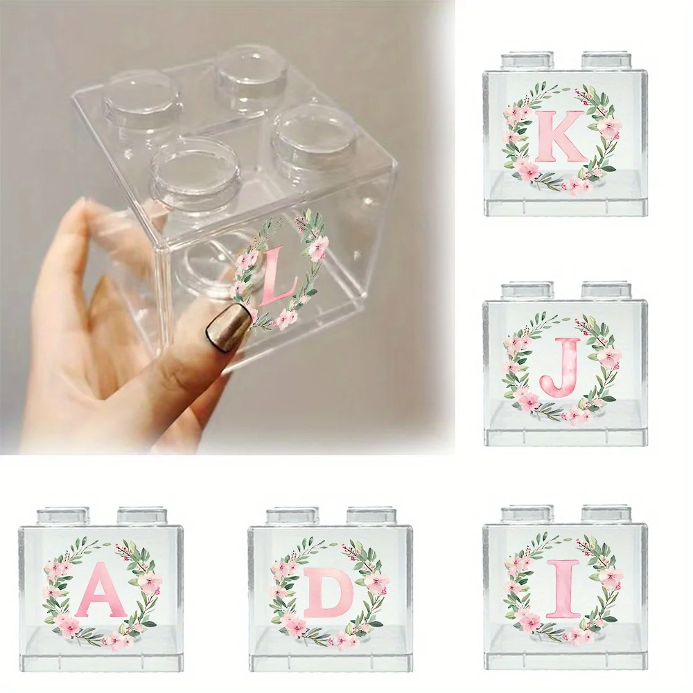 

Plastic Stacking Coin Block Organizer Coin Piggy Bank Paper Money Storage Box Portable For Children Saving Gift Wreath Pattern
