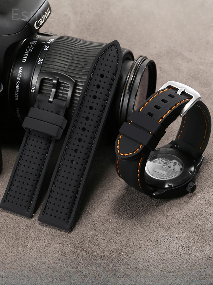 For Tissot Seiko Casio Citizen Mido Silicone Comfortable Soft Black Orange Universal Watchband 20 22 24mm Rubber Accessories