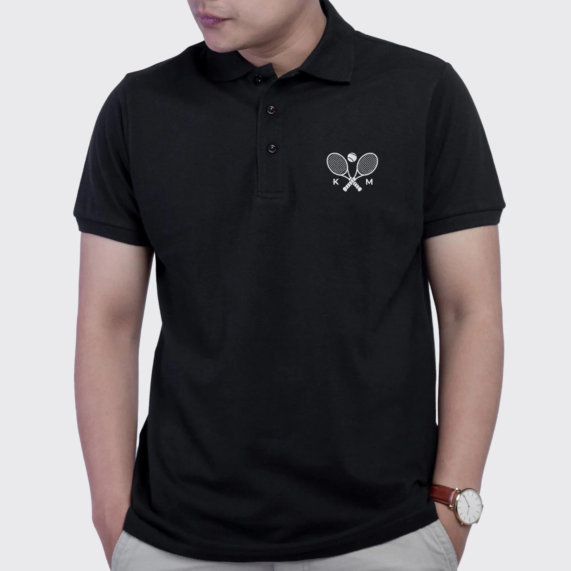 

Теннисная рубашка-поло с индивидуальным монограммой, персонализированная рубашка-поло для теннисной команды, спортивная рубашка с инициалами на заказ, подарок — теннисная рубашка-поло