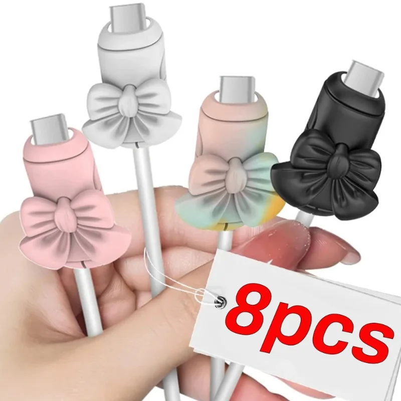 8-2Pcs Soft Silicone Data Cable Protective Wire Winder Saver for Android Type C Micro USB Phone Charging Cord Protector Cover