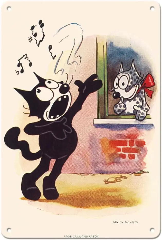 Pacifica Island Art Felix The Cat - Vintage Cartoon by Otto Messmer c.1920s -  Vintage Metal Tin Sign