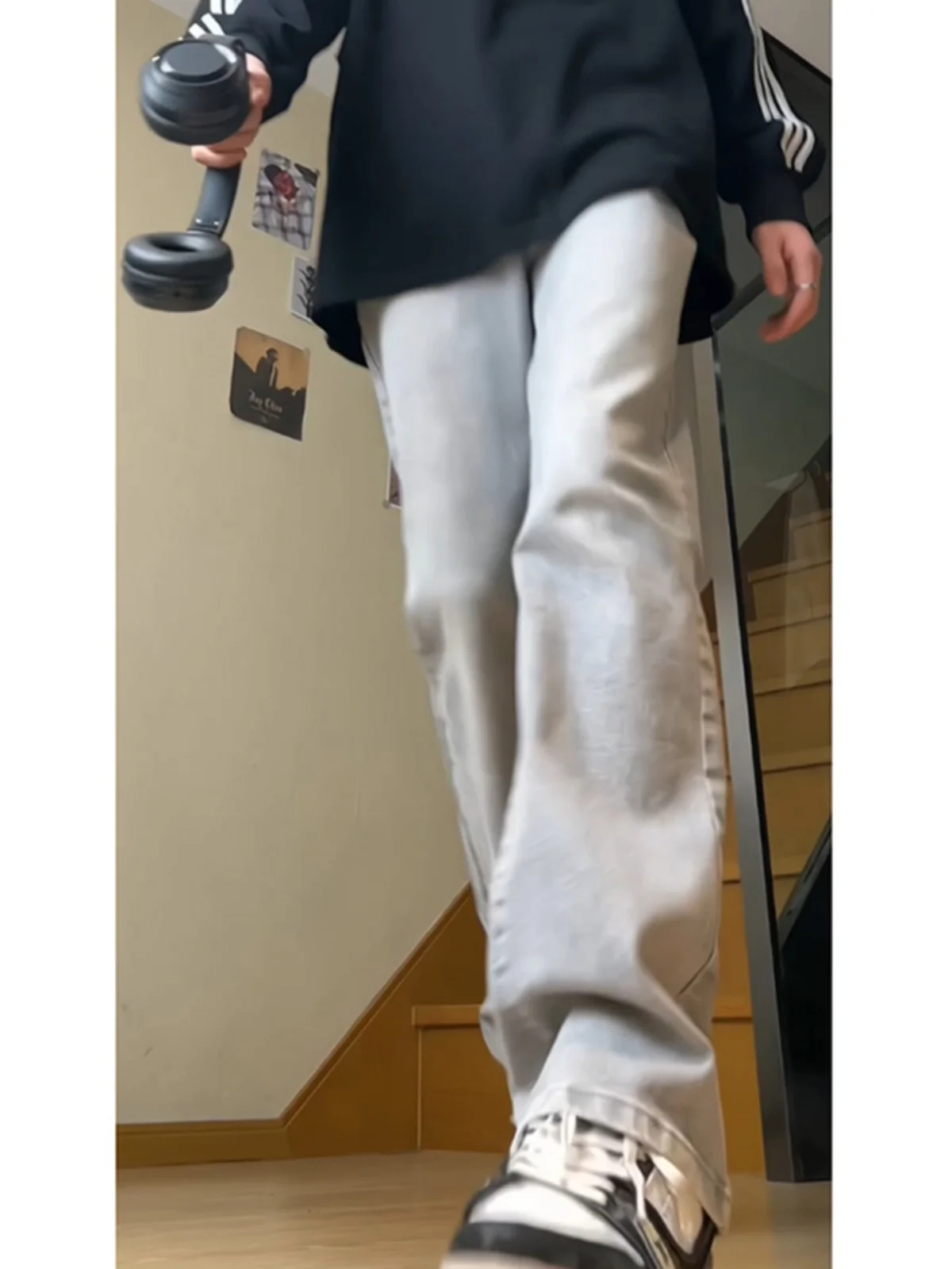 

Мягкие прямые мужские джинсы на весну-осень, эластичные, в американском стиле, с высокой талией, зауженные, молодежные, трендовые