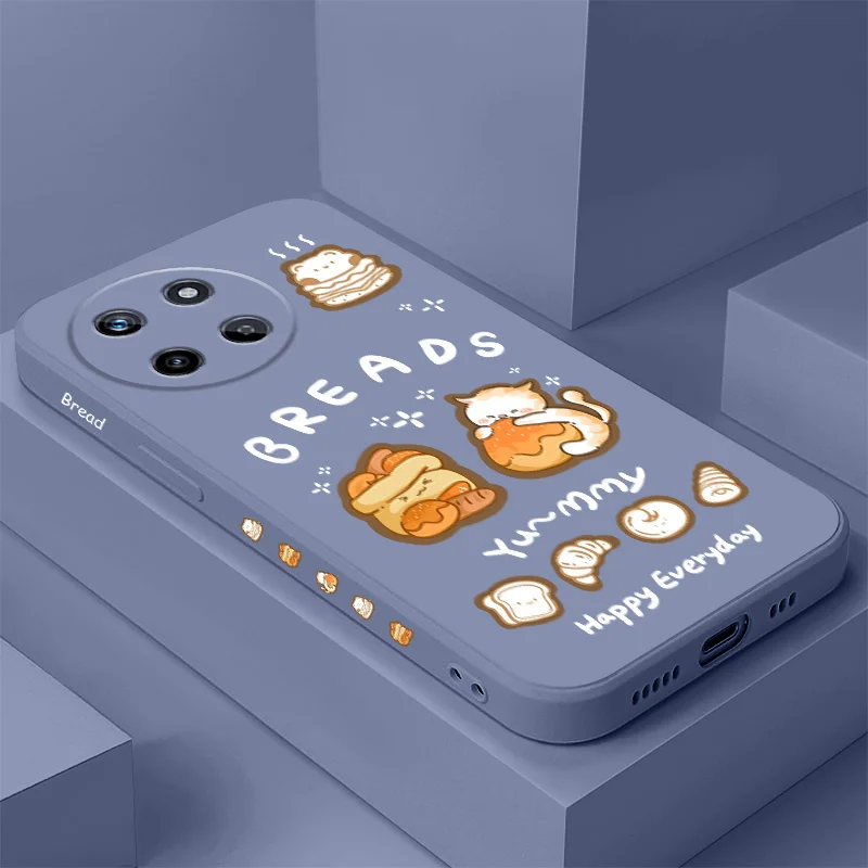 

Bread Kitten Phone Case For OPPO Realme 14 13 12 11 10 9 9i 8 8i 7 Pro Plus C35 C21Y C25Y C25 4G 5G Liquid Silicone Cover