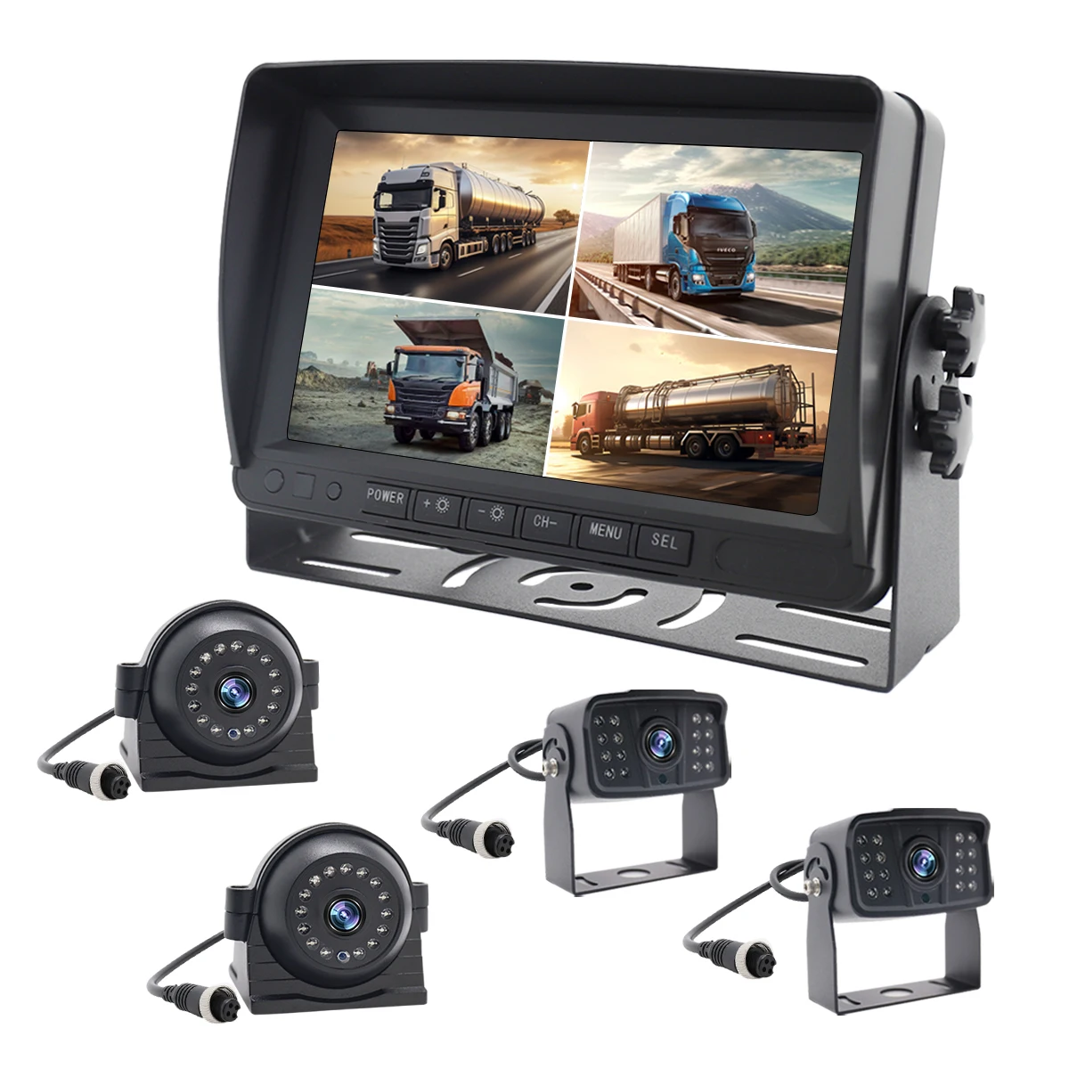 7 Inch Car Display Screen for Truck Bus Forklift with Back up Parking Camera System Car Reversing Aid Monitor and Camera