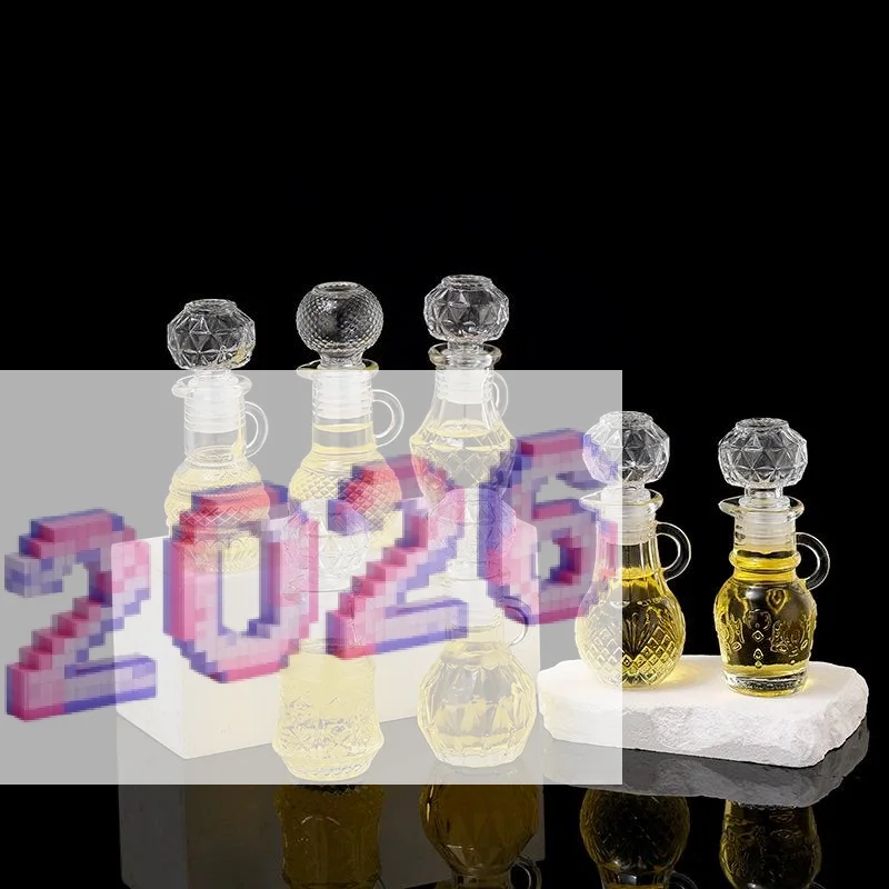 50ML Transparent Empty Mini Glass Whisky Wine Liquor Bottle With Screw Cap Decanter Sample Wine Packaging Bottle With Handle