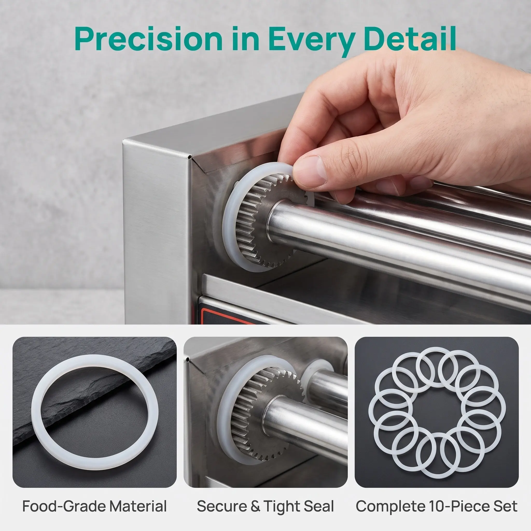 10Pcs Barbecue Accessories Hot Dog Machine Thickened Rubber Grease Separator Rings Sausage Machine Gear Chain Replacement Parts