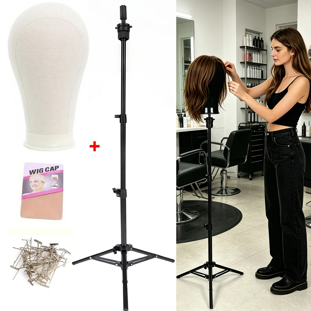Professional Mannequin Head Set with Adjustable Wig Stand