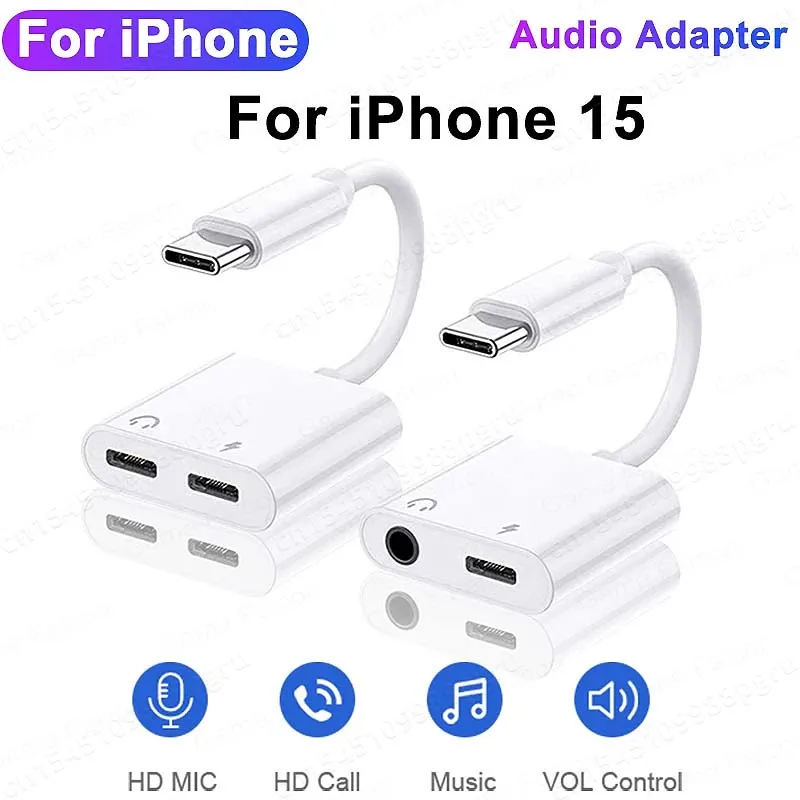 USB-C słuchawki Adaptador dla iPhone 15 Pro Max Xiaomi Samsung Aux Splitter Audio typu C do 3.5mm Adapter słuchawki Jack kabel