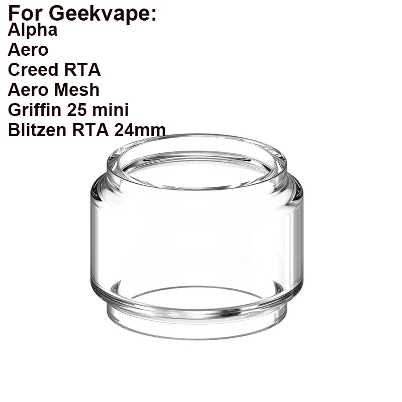 Bubble Glass Tube for GeekVape Griffin 25 mini Creed RTA Alpha 4ml Blitzen RTA 24mm Aero Mesh 5m Glass Replacement Tank 5PCS