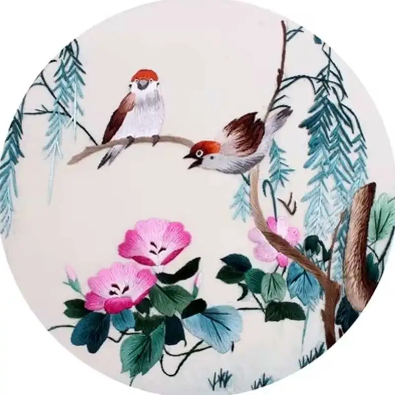 Su Embroidery DIY Beginner Kit Stitch Scanning Circular Flower and Bird Decorative Painting Hand Embroidery