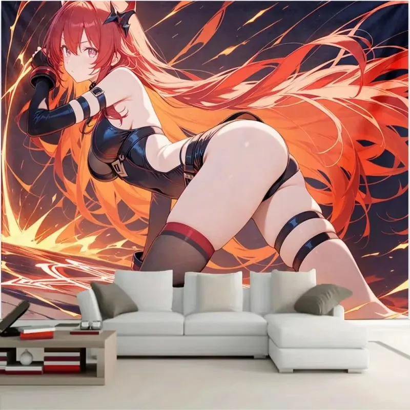 Cute Anime Girl Tapestry Wall Hanging, Aesthetic Decor for Bedroom Living Room Dormitory Home Decoration Room Gift