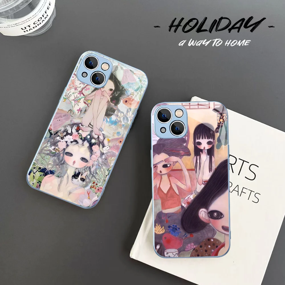 

S-Selling Aya Takano Phone Case Tempered Glass For iphone 14 13 12 11 Pro Mini XS MAX 14Plus X XS XR Fundas