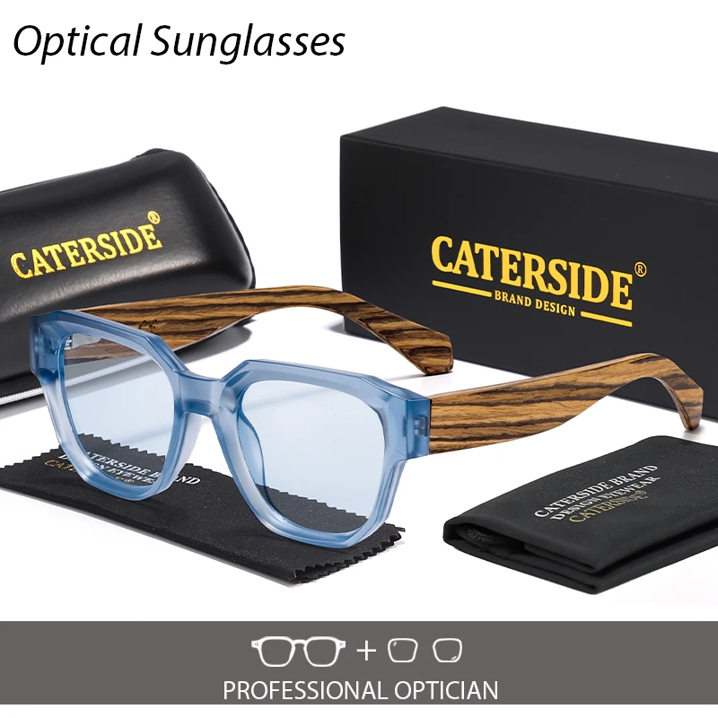 CATERSIDE Fashion الرجال العدسات البصرية النظارات الشمسية الصلبة خشبية معبد وصفة طبية نظارات شمسية المرأة السفر في الهواء الطلق نظارات