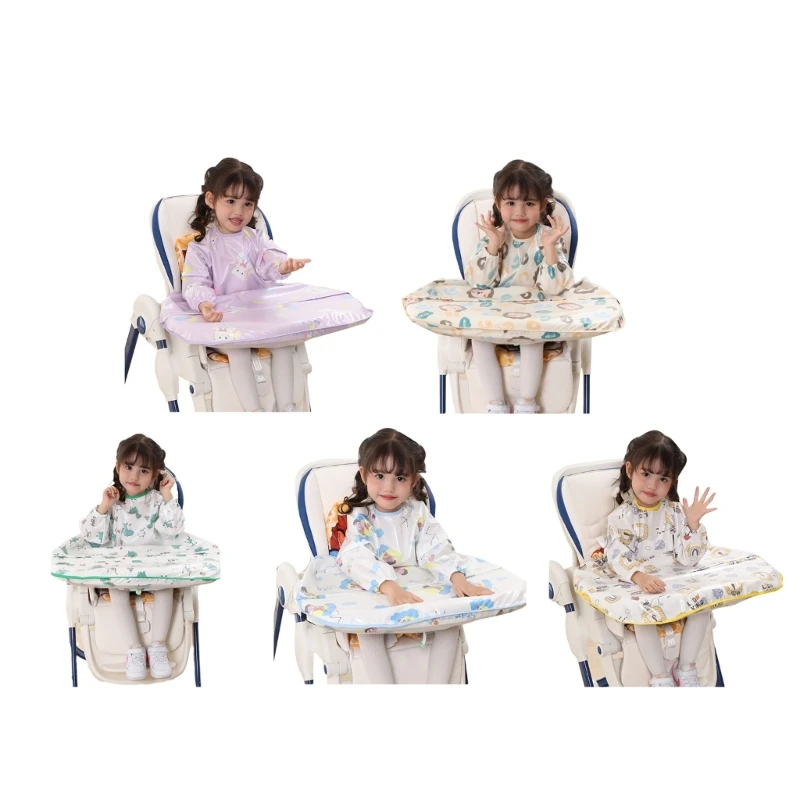 

77HD Baby Feeding Bibs Drooling Apron Coverall Long Sleeve Weaning Bibs Waterproof Baby Bibs Fully Cover to Baby Highchair