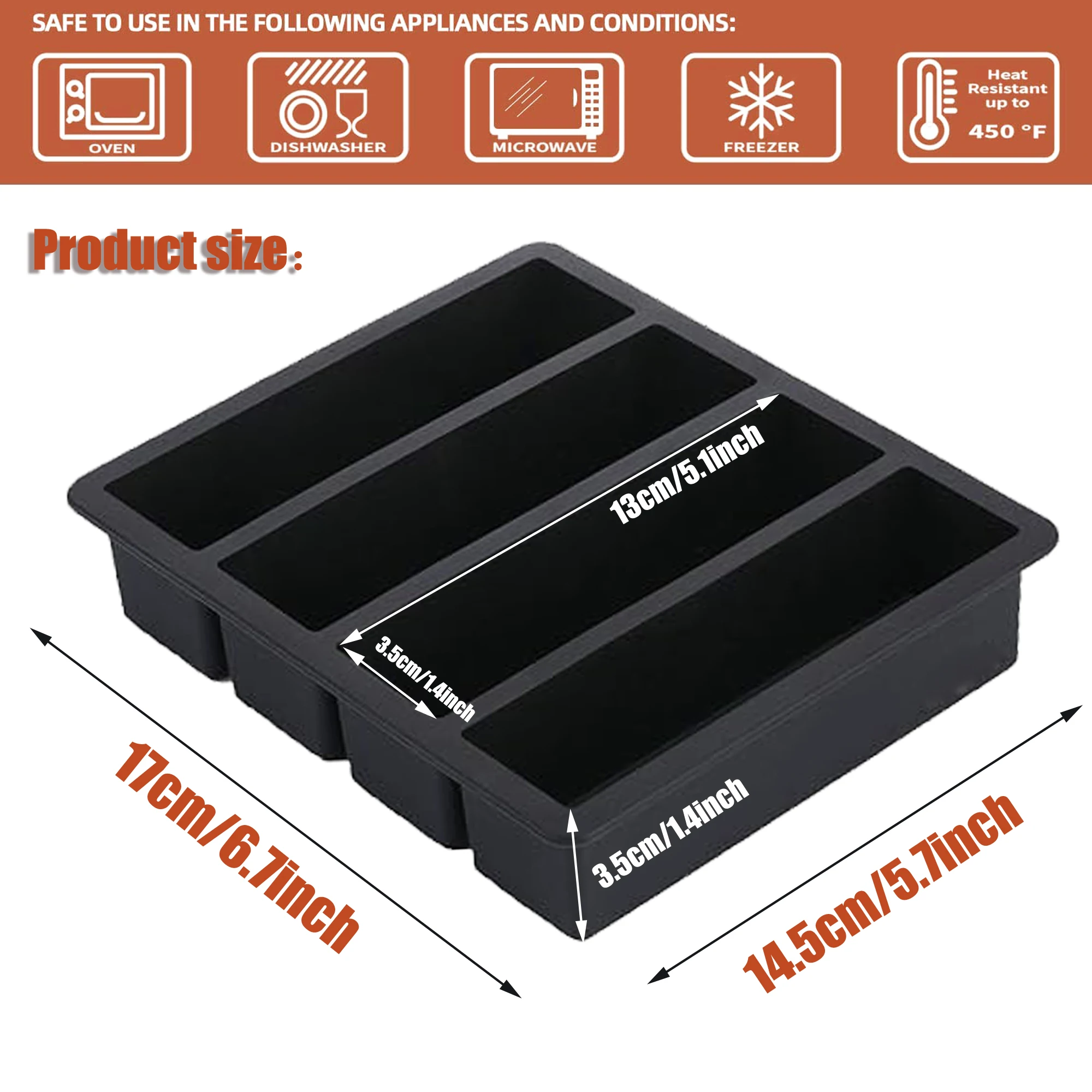 1pc Silicone Ice Tray with Stackable Large Ice Cube Molds Black for Ice, Butter, Frozen Soup Food. Non-Stick Silicone Ice Mold
