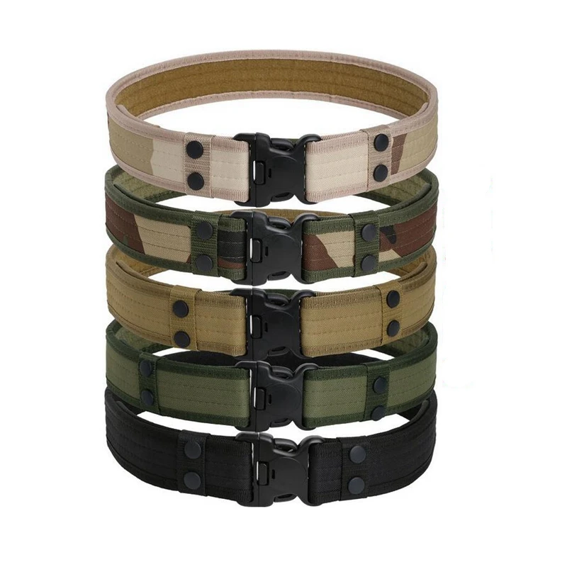 Outdoor Heavy Duty Custom Waist Adjustable Tactical Belt with Quick-Release Plastic Buckle Men Canvas Belt