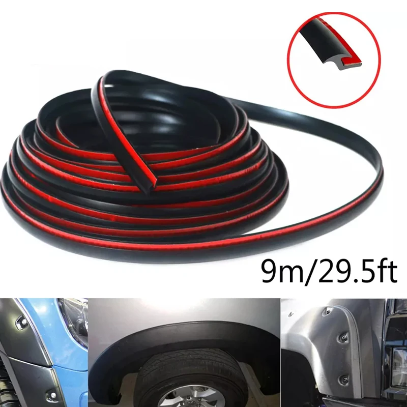 9m/29.5ft  Universal For Car Truck Wheel Wells Fender Flare Edge Trim Rubber Seal Strip T-Style Fender Flare Edge Trim