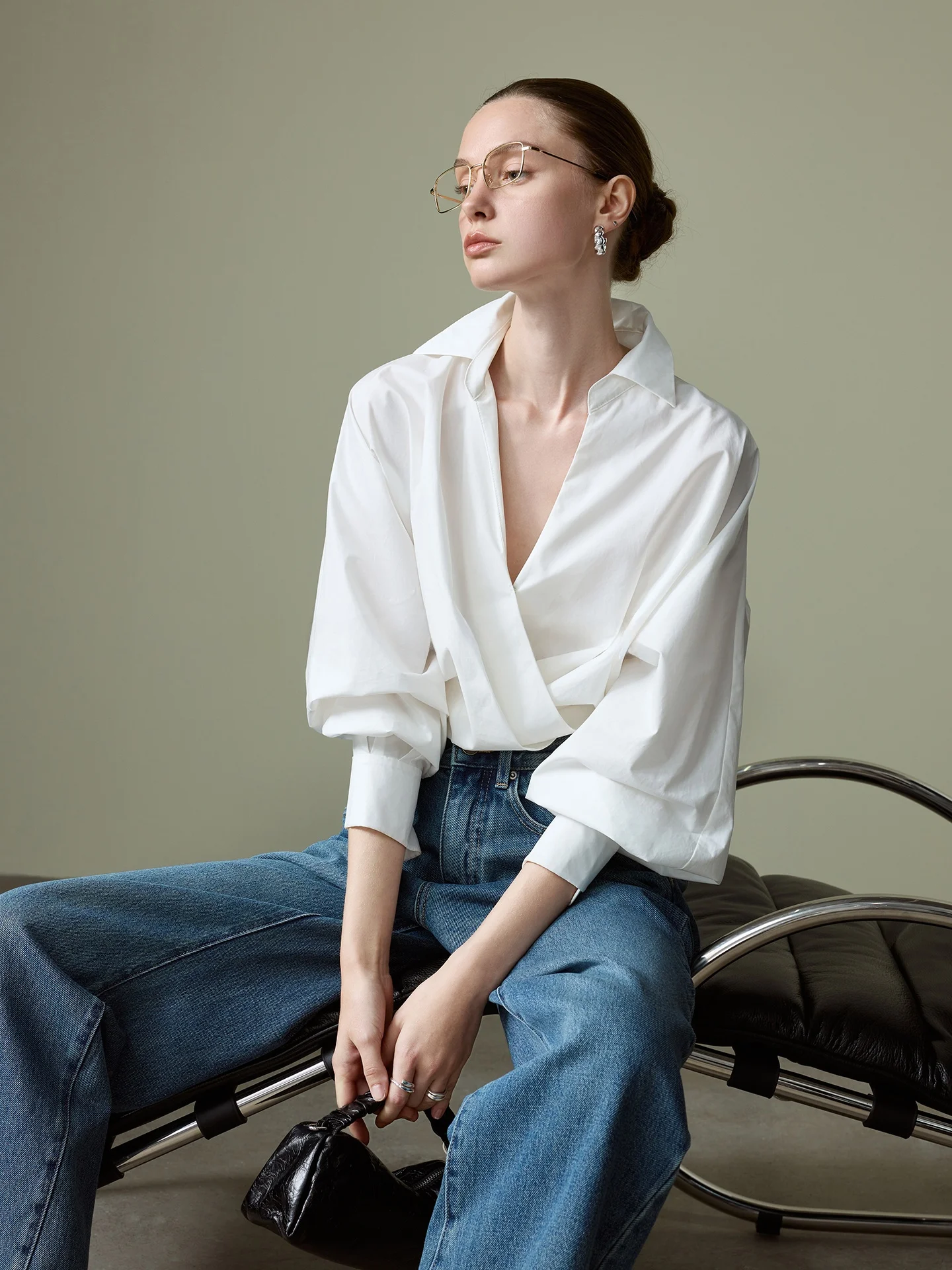 

Женская повседневная рубашка Missprins из чистого хлопка, свободного кроя, с длинными рукавами, V-образным вырезом, на пуговицах, элегантная, модная, удобная.