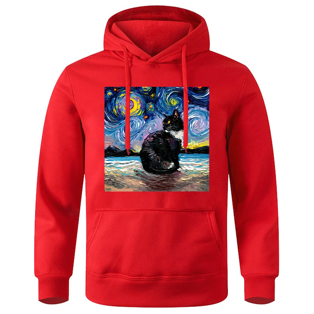 

Cat Starry Sky Universe Printing Male Hoodies Loose Soft Oversized Hooded Fashion Classic Sportswear Classic All Match Hoodie