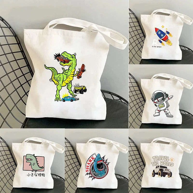 

Lindo bolso de compras de lona de dinosauriobolsas de compras informales para niñosbolso de gran capacidad bolso grande