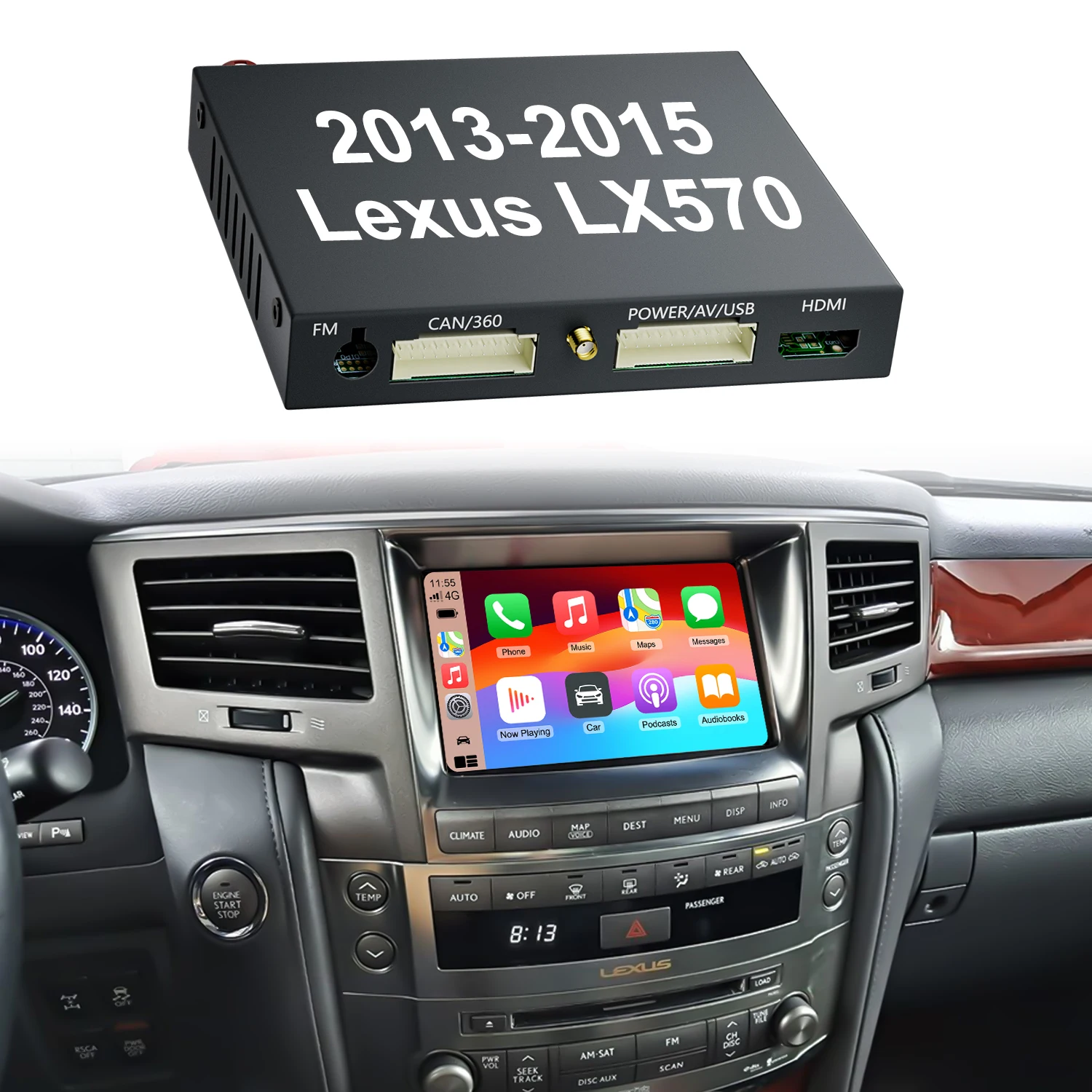 2013 - 2015 LX570 Custom Software Wireless CarPlay And Android Auto Decoder Module Interface Kits For Lexus LX570