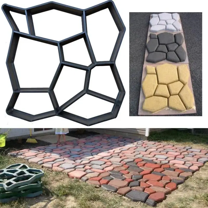 New DIY Path Maker Paver Molds Stone Brick Concrete Mold Concrete Walk Garden Path Paving Paver Reusable Patio Molds Paviment