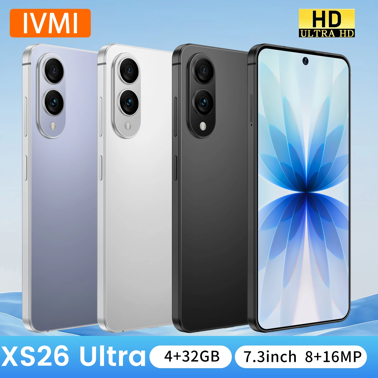 IVMI XS26 Ultra Smartphone 7.2Inch Android 12 4GB RAM 32G ROM Face ID 5500mAH Battery Google Play Store Mobile Phones