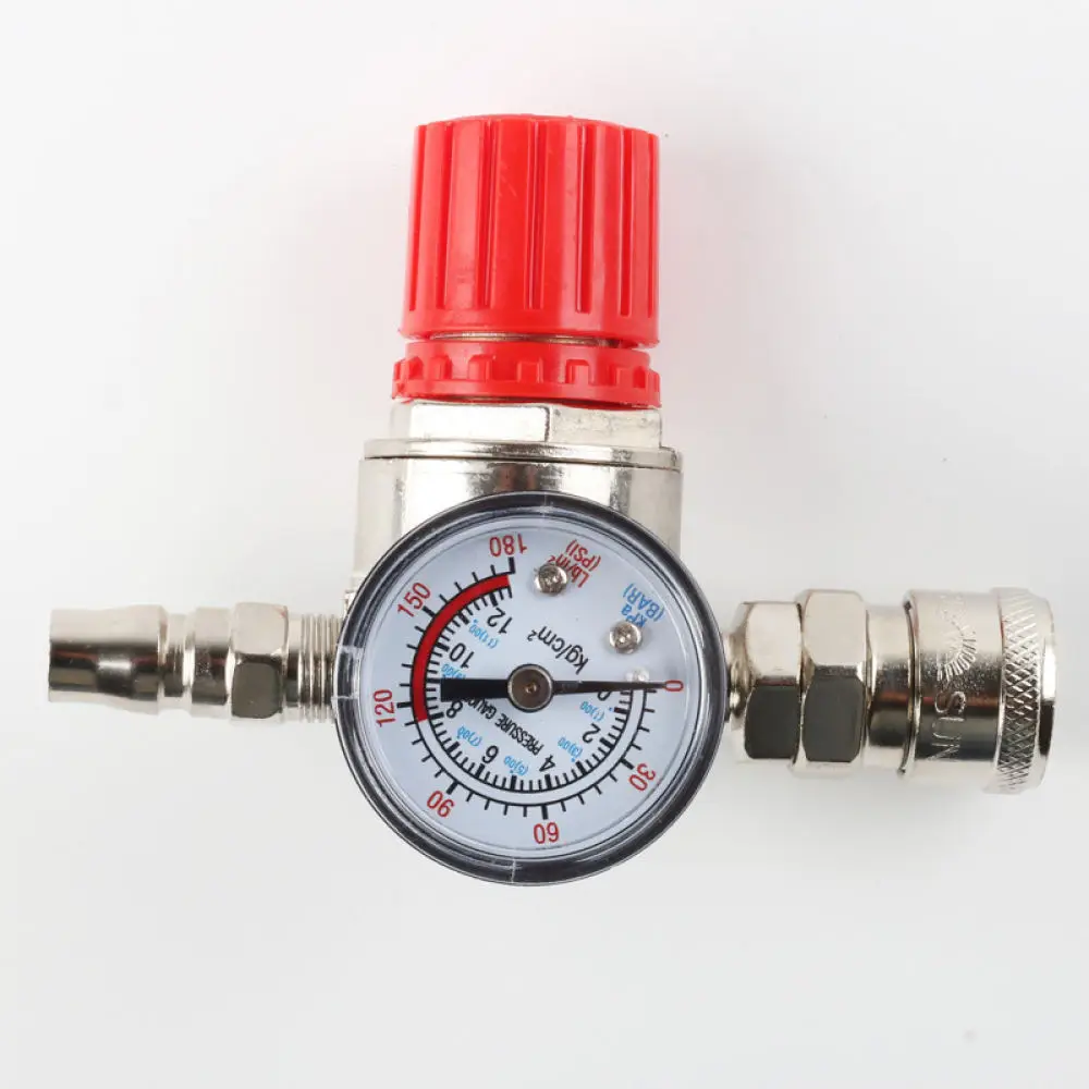 Compressor Pressure Control Regulator Valve With Gauge Three Hole Air Pneumatic System Replacement Fittings