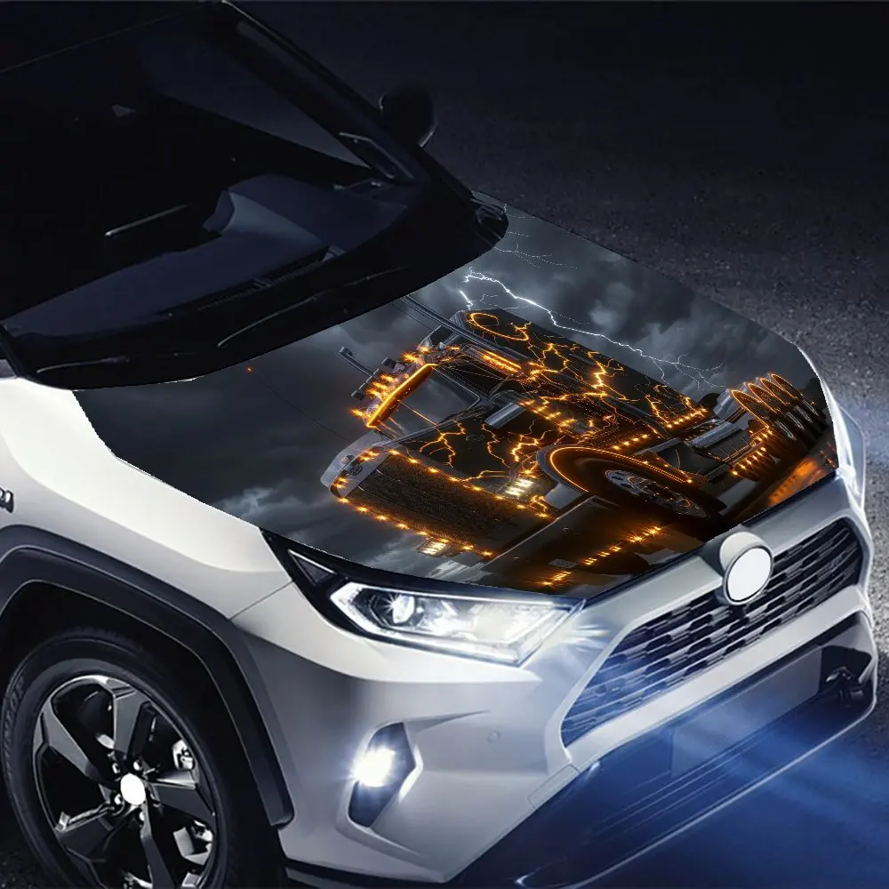 ملصق لف غطاء محرك السيارة من الفينيل لشاحنة الخيال العلمي، ملصق محرك السيارة، غطاء تغليف السيارة ذاتي اللصق مقاوم للماء، عالمي C #3