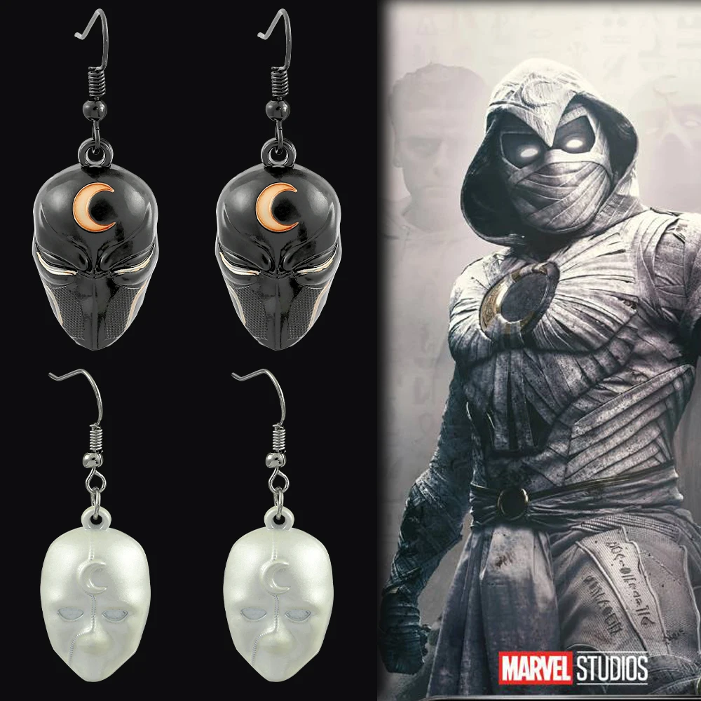 Legends Moon Knight Earrings Marvel Superhero Figure Marc Spector Earrings Women Cosplay Ear Clip Jewelry Accessory Prop