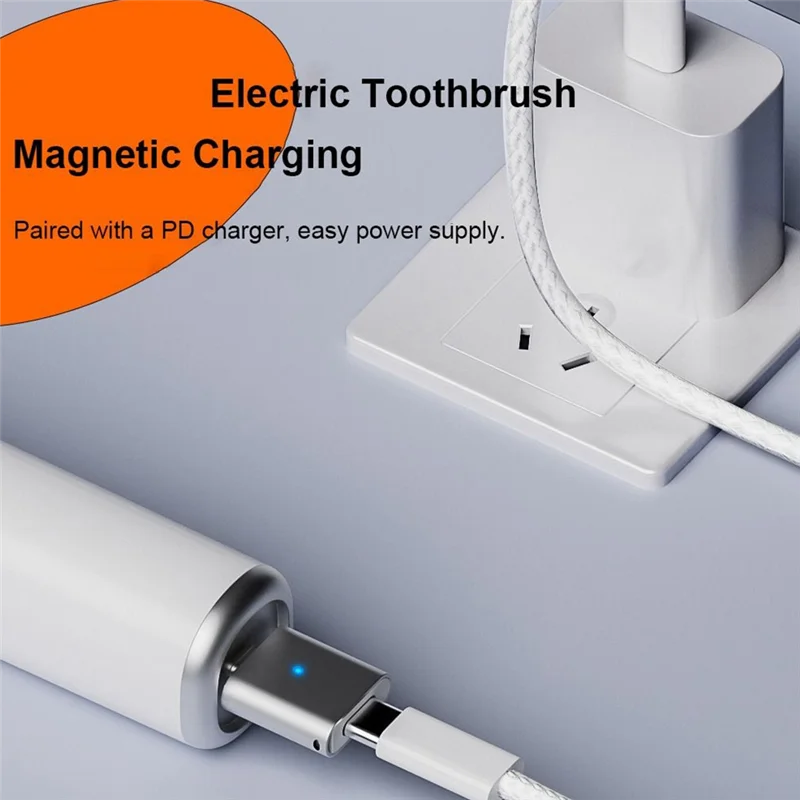 High Quality-USB Type-C/Lighting To 3 Pin Converter Quick Charge Indicator Light Charging Adapter For Laifen Electric Toothbrush