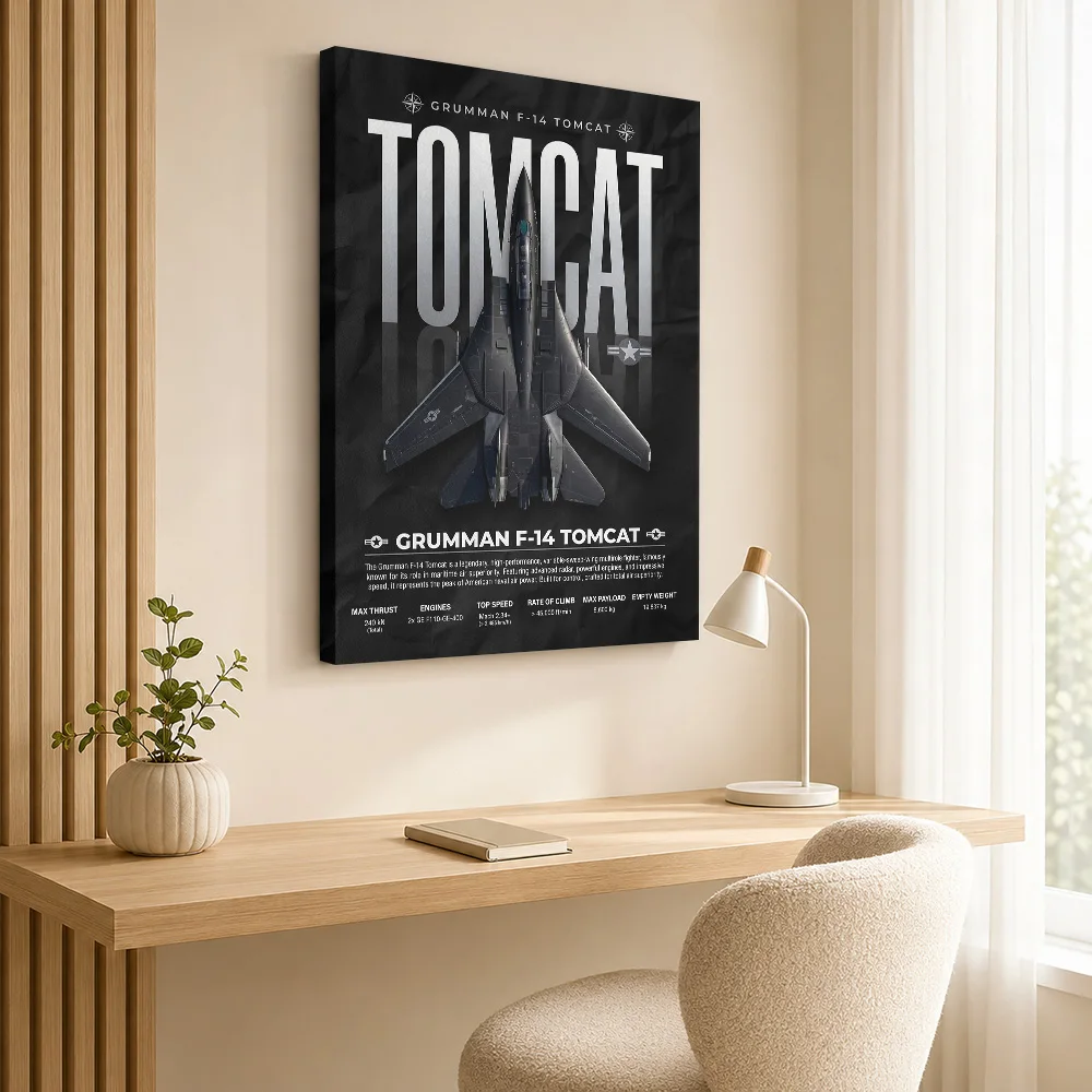 Fighter Jet Grumman F-14 Tomcat Technical Framed Canvas Print Poster Customized Photo Detailed Study Wall Paintings Decoration