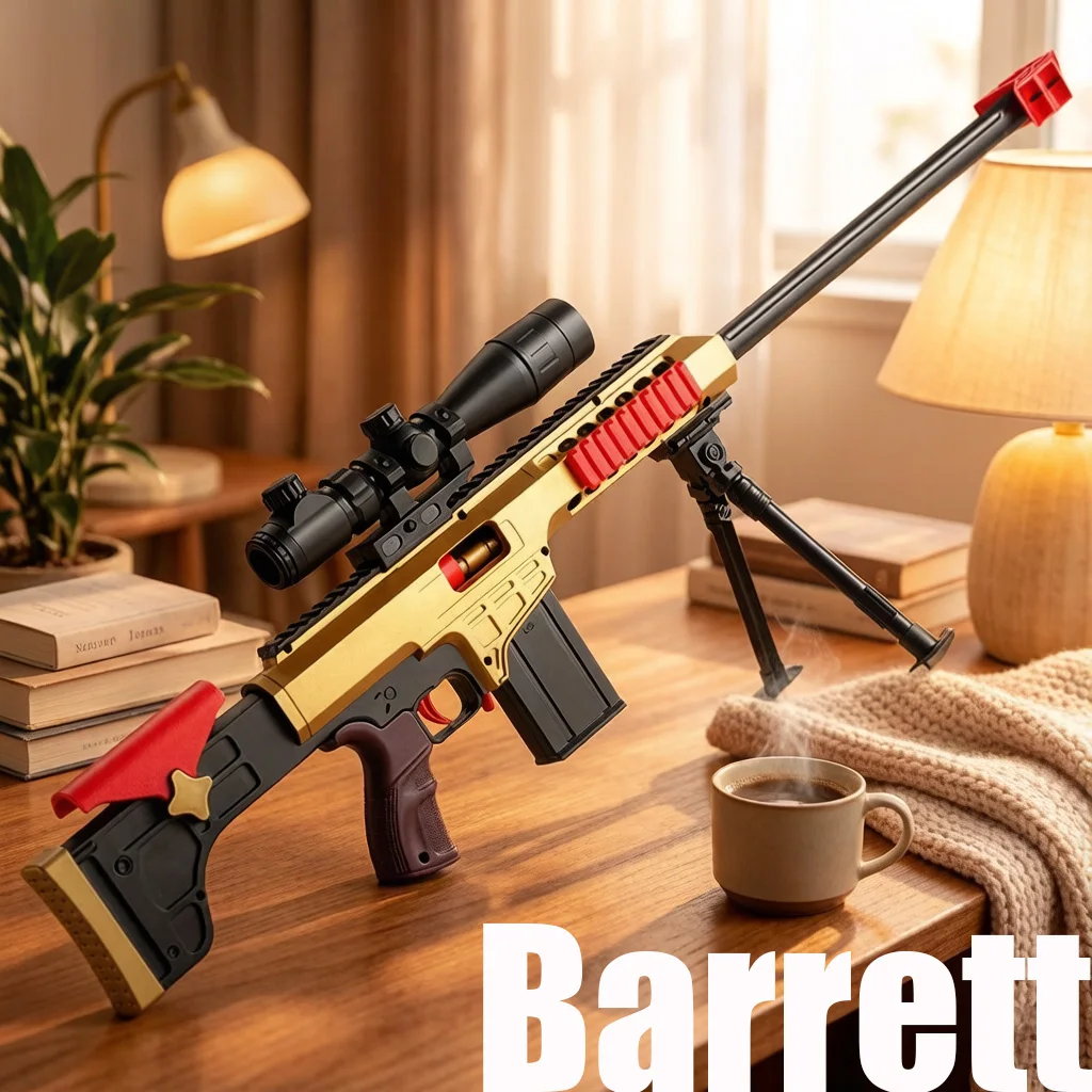 Barrett Safety Shell-Ejecting Soft Bullet Toy Gun with Side-Pull Manual Loading, Boy's Toy Gift, New Year's Gift