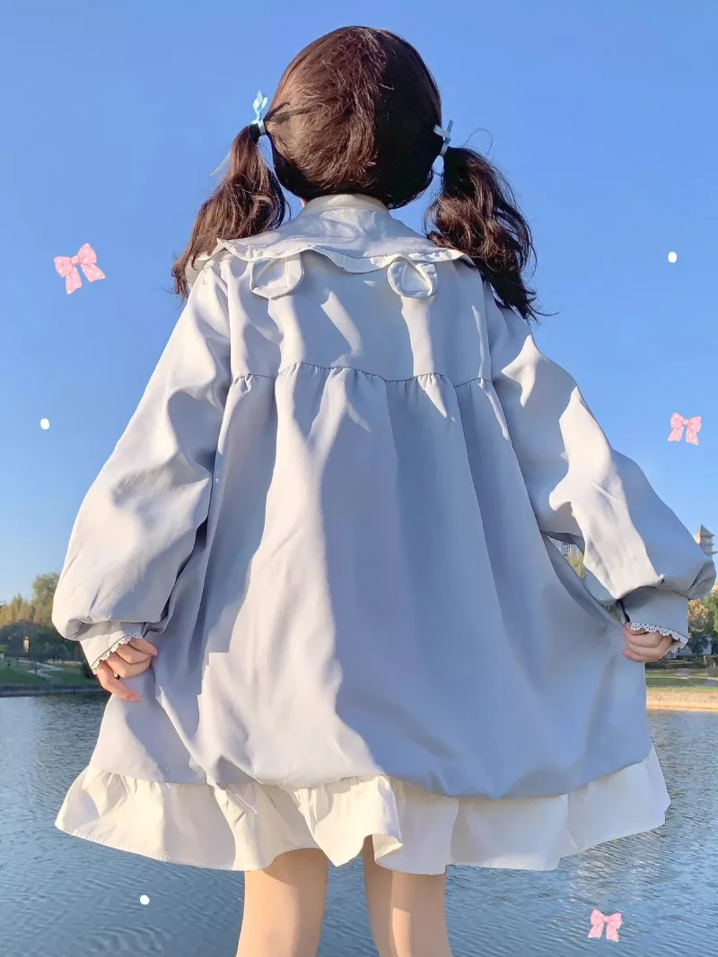 Japanese Style Soft Girl Lolita All-Matching Cotton-Padded Jacket Fleece-lined Thickened Small Furry Overcoat Coat Winter Parkas