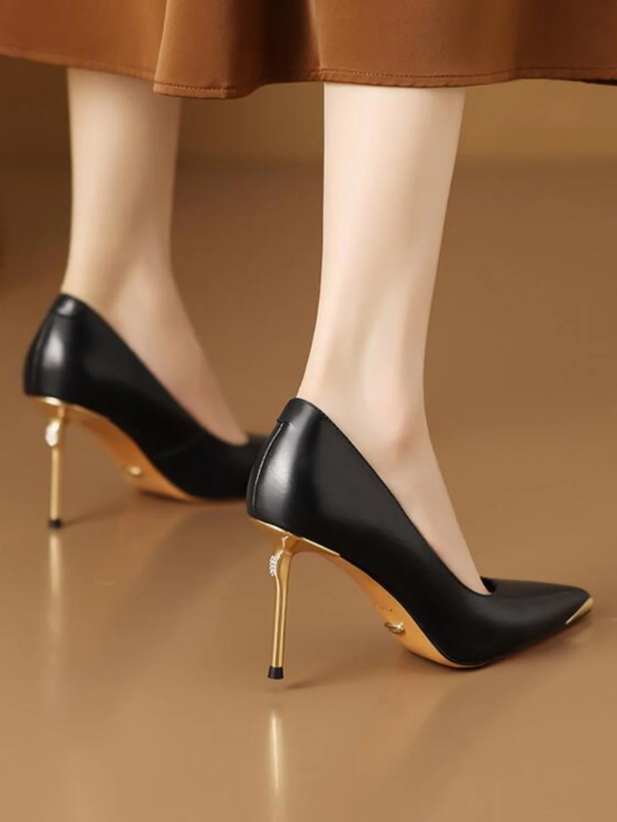 

Ele Metal Thin Heel Single oes for Women Spring 2025 Pointed Toe High Heels Luxury Faion Footwear Casual Slip-On